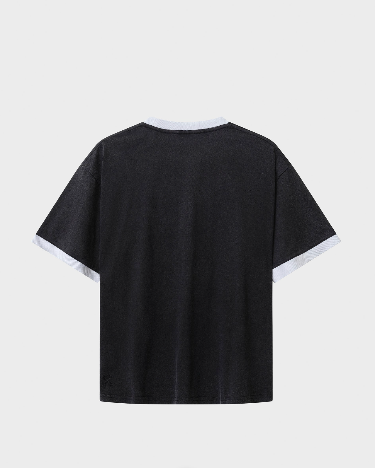 Black t-shirt on a white background