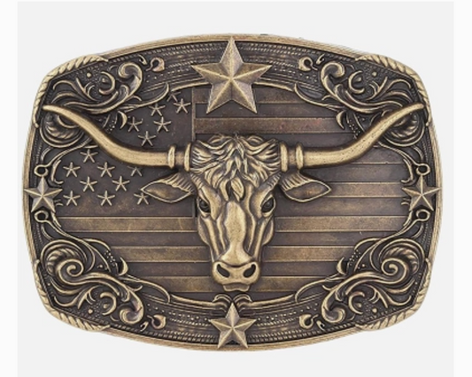 Western Longhorn Belt Buckle
