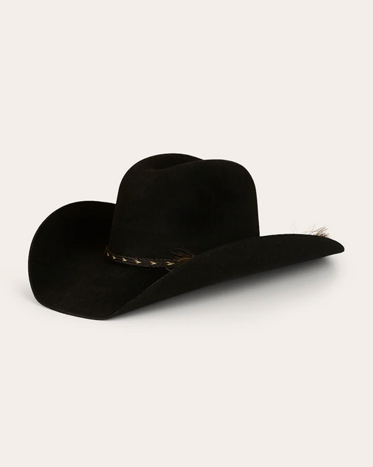 Black cowboy hat on a white background