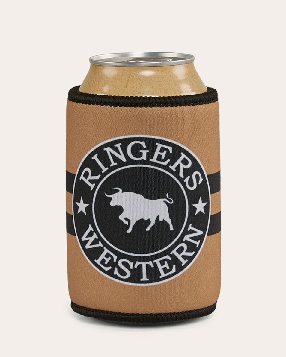 Can cooler with 'Ringers Western' logo on a beige background