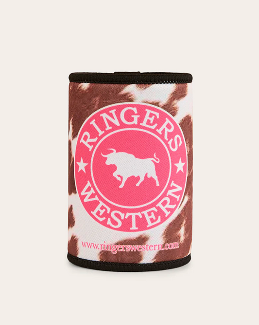 Stubby holder with Ringers Western logo on a white background