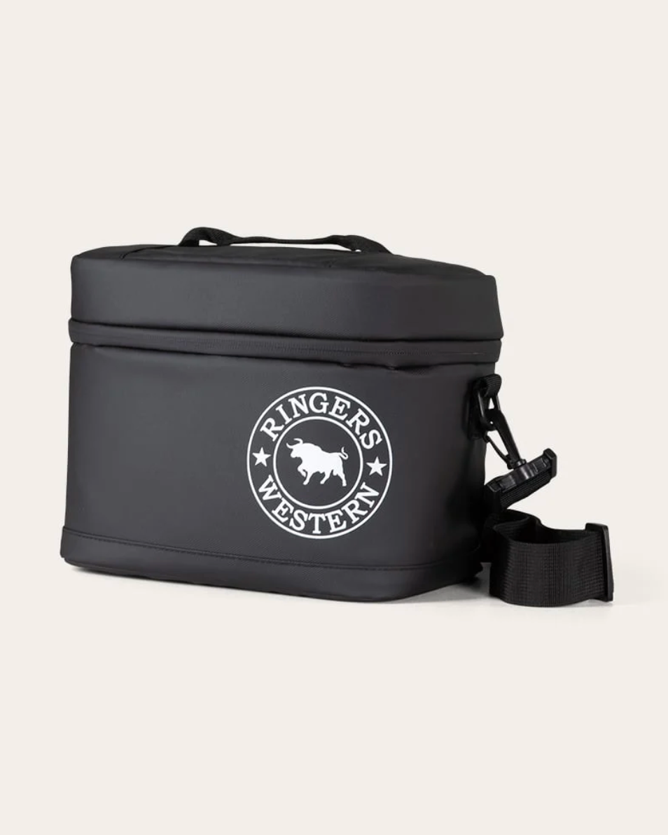 Black cooler bag with 'Ringers Western' logo on a white background