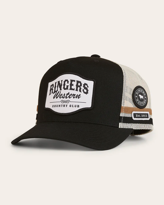 Black and white cap with 'Rangers Western' logo on a light gray background