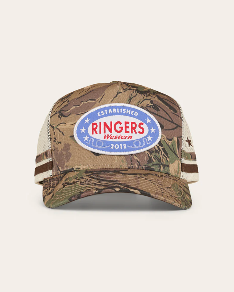 Ringers Western: "Shooter" Trucker Cap in Camouflage with a Ringers Patch on the front - Texas Western New Zealand