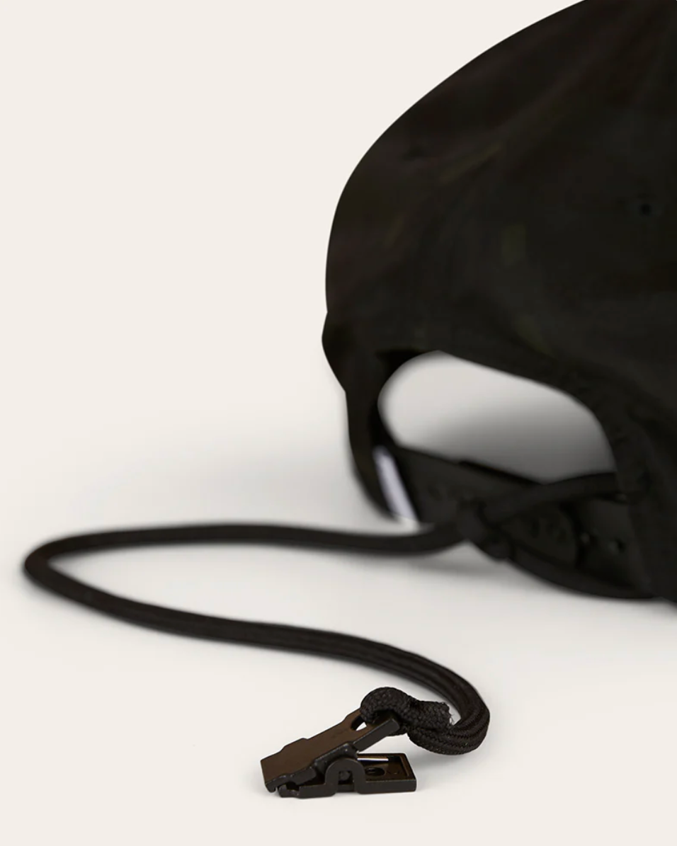 Black drawstring bag on a white background