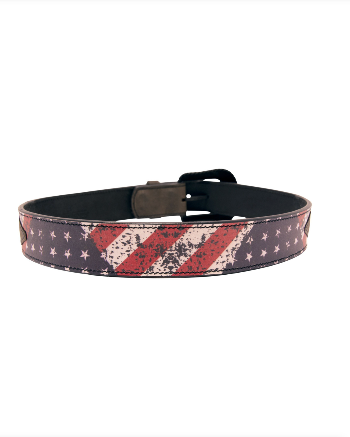 Belt with American flag pattern on a white background