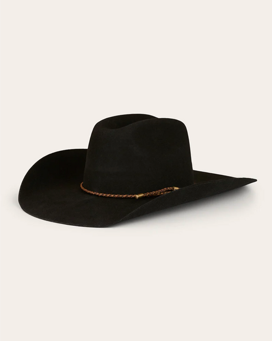 Black Merino Wool Felt Cowboy Hat
