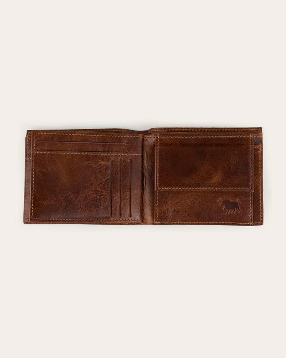 Ringers Western: "Toro Grande" Genuine Leather Wallet in the colour Cognac featuring a small Ringers Western Logo on the Back - Texas Western New Zealand