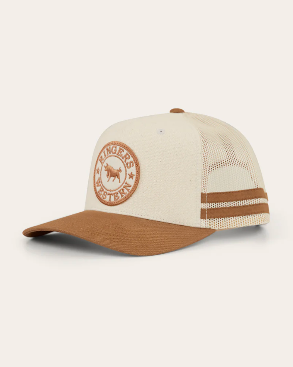 Ringers Western: Beige/Clay Trucker Cap with Embroidery and stripe details - Texas Western New Zealand