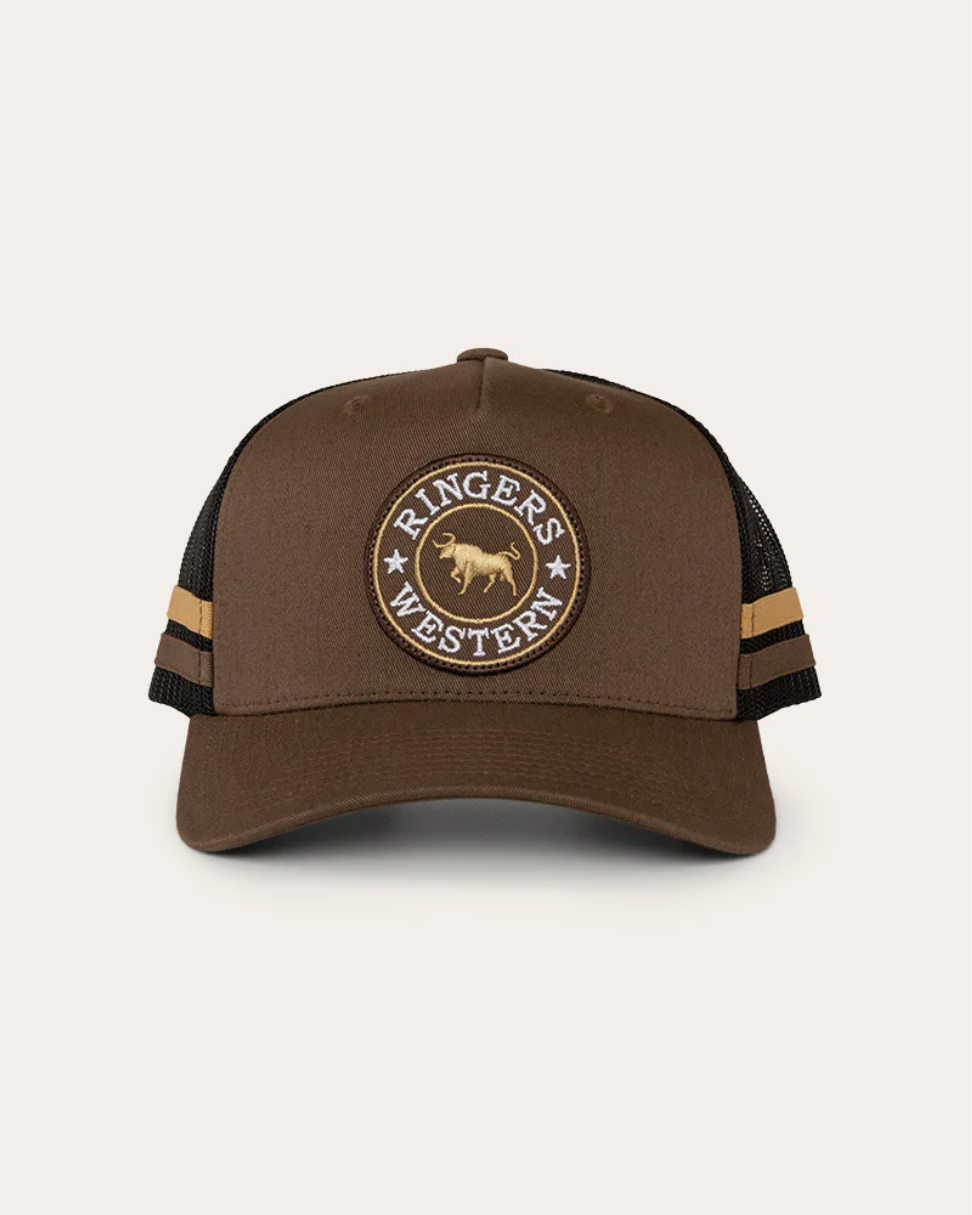 Ringers Western: McCoy Trucker Cap in Chocolate with Signature Bull Embroidery on the front - Texas Western New Zealand