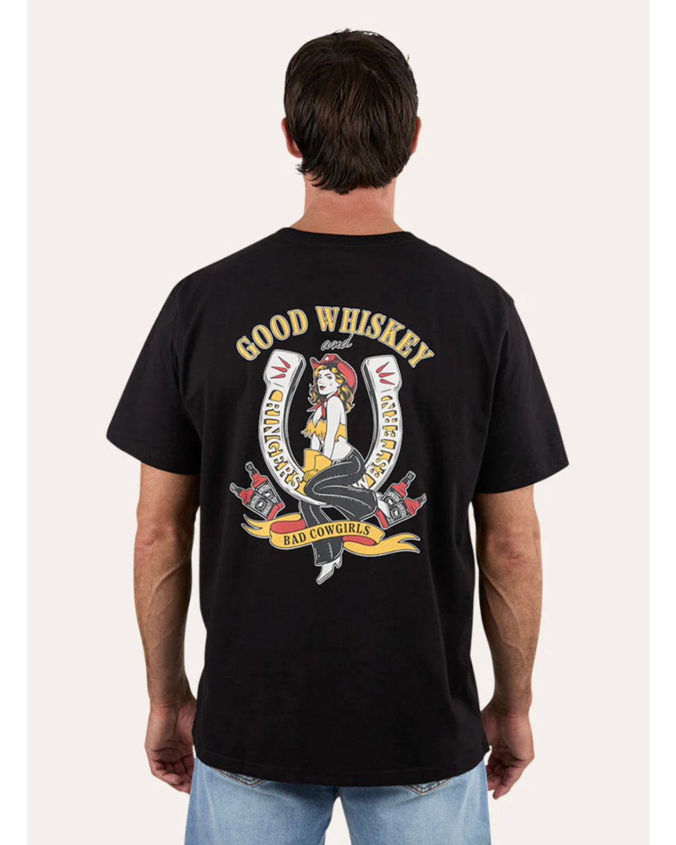 Ringers Western "Bad Cowgirls" Men's Loose Fit cotton T-Shirt - Black - Texas Western New Zealand