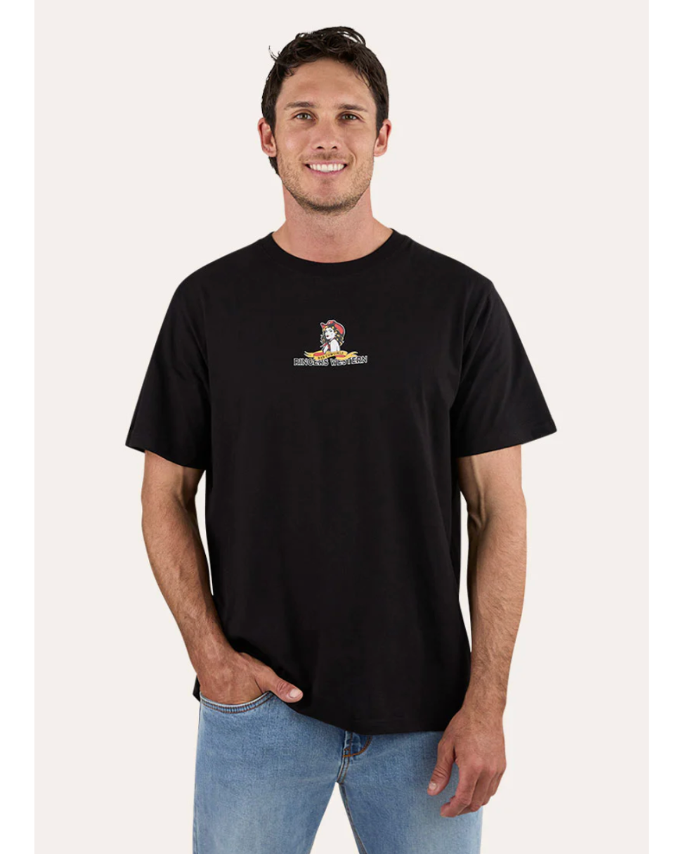Ringers Western "Bad Cowgirls" Men's Loose Fit cotton T-Shirt - Black - Texas Western New Zealand