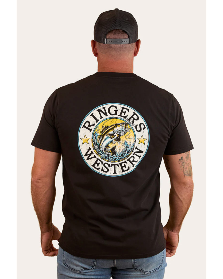 Ringers Western "Big Catch" Men's Loose Fit cotton T-Shirt - Black - Texas Western New Zealand