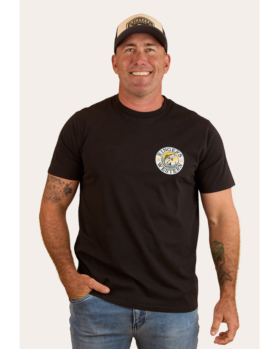 Ringers Western "Big Catch" Men's Loose Fit cotton T-Shirt - Black - Texas Western New Zealand
