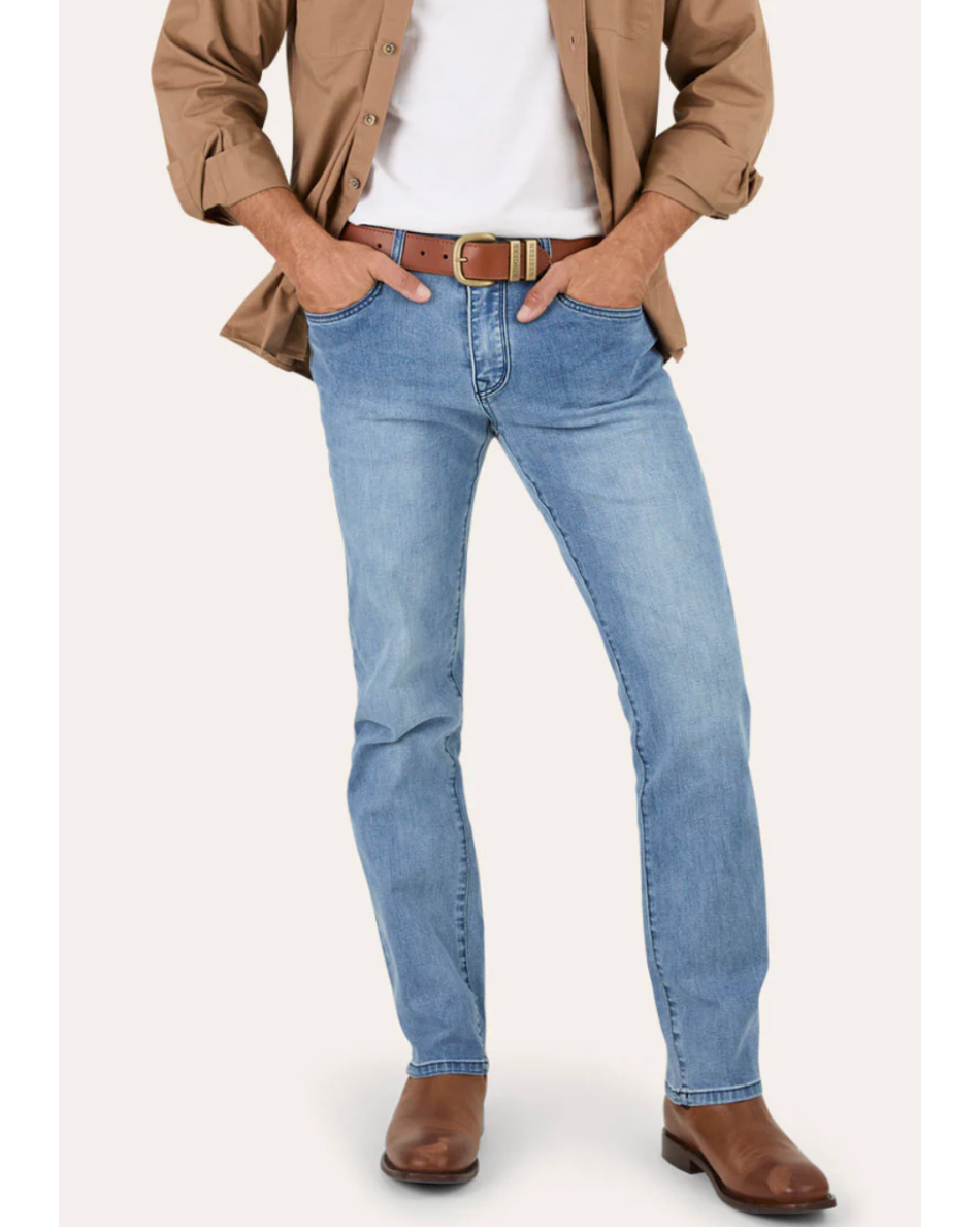 Ringers Western : "Mitchell" Men's Classic Fit Straight Leg Jean in Light Blue - Texas Western New Zealand