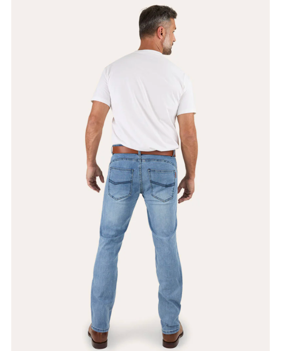 Ringers Western : "Mitchell" Men's Classic Fit Straight Leg Jean in Light Blue - Texas Western New Zealand