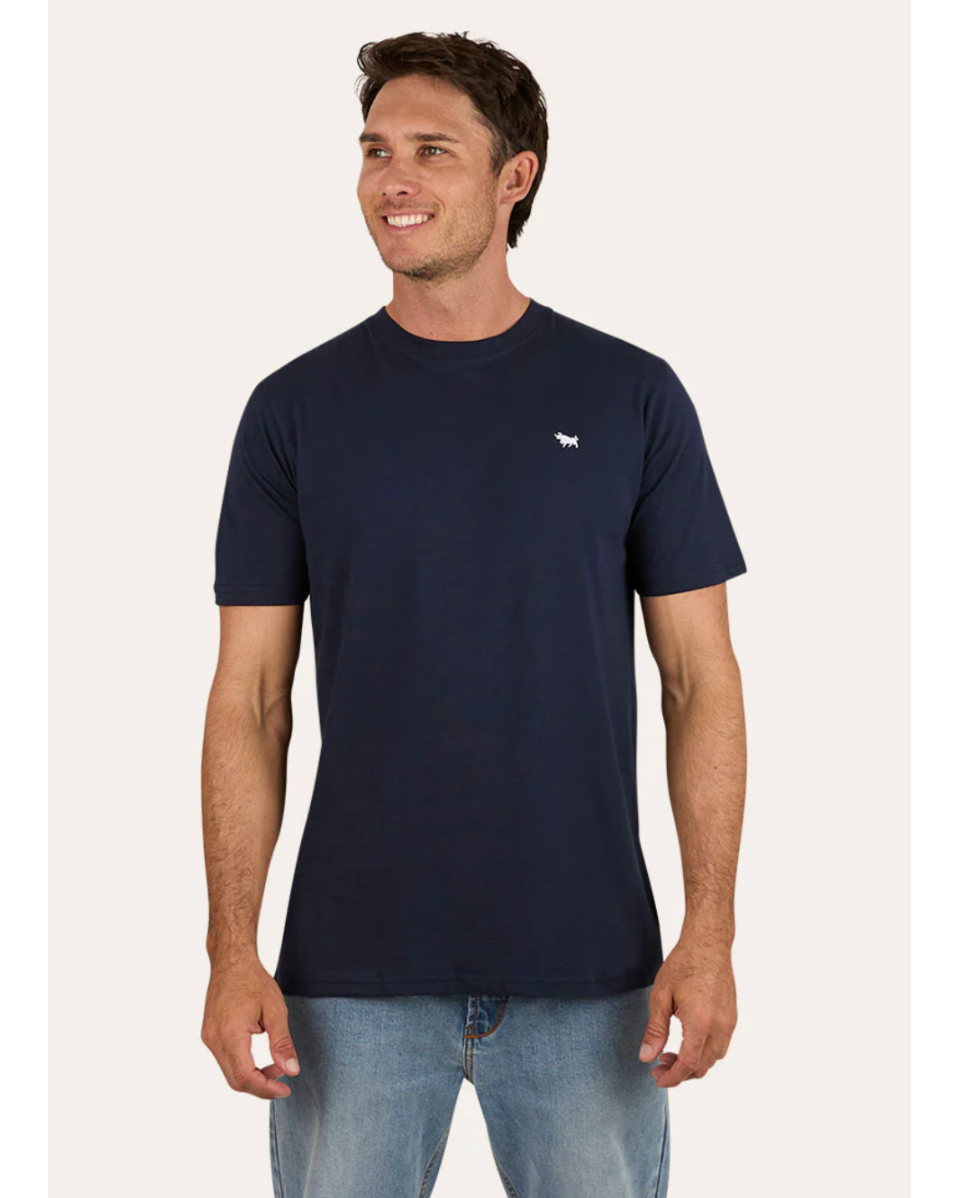 Ringers Western: Mens Navy good earth cotton "Jarrahdale" Classic Tee - Texas Western New Zealand