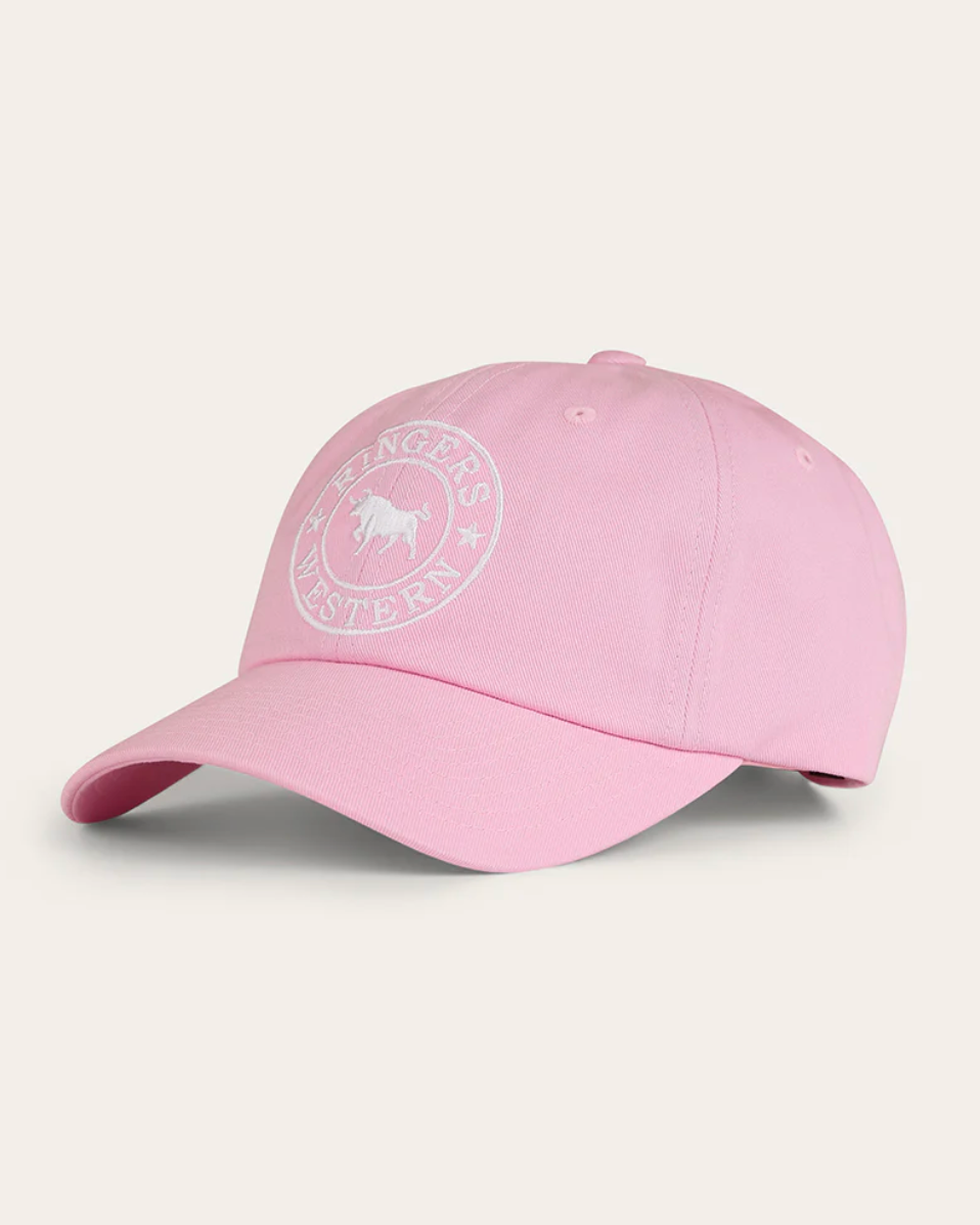 Ringers Western: Womans Pink Signature Bull Baseball Cap with white embroidery - Texas Western New Zealand