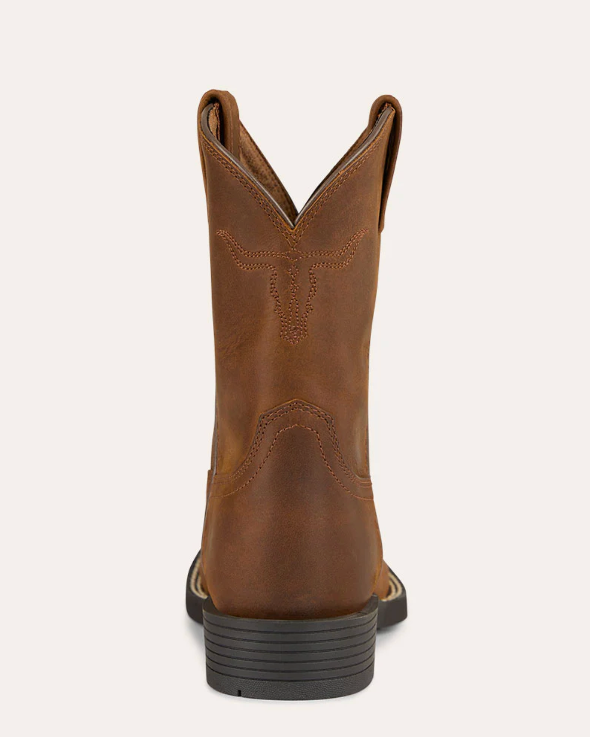 Ringers Western: Kids/Youth Leather Square Toe Roper Cowboy Boot in the colour Brown with a rubber sole - Texas Western New Zealand