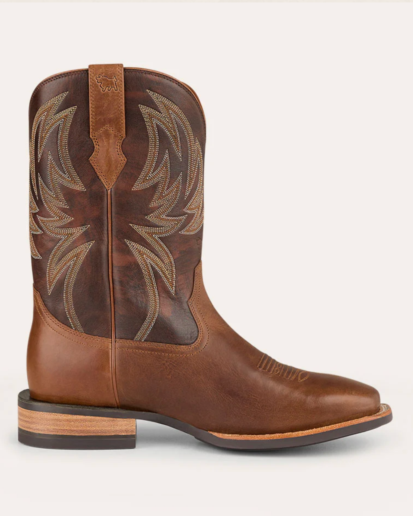 Ringers Western: Mens "Longreach" Square Toe Leather Cowboy Boots in Brown/Mocha with Western Stitching and Rubber Soles - Texas Western New Zealand