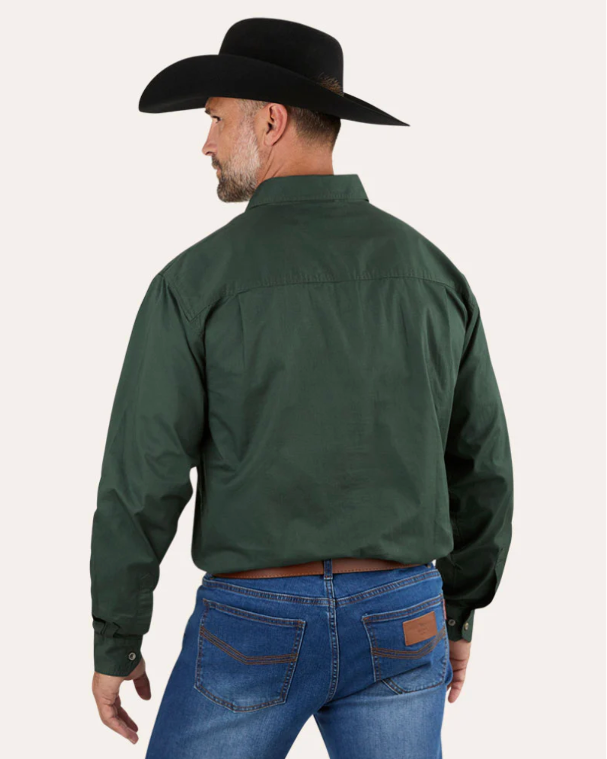 Ringers Western: Mens "King River" 100% Cotton Half Button Work Shirt in Dark Green - Texas Western New Zealand
