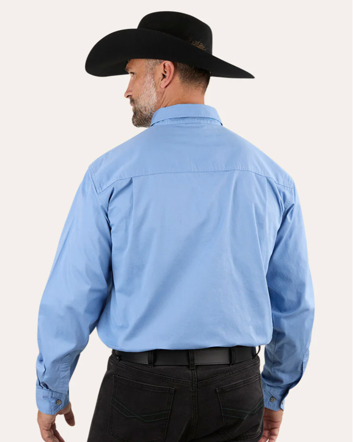 Ringers Western: "King River" Mens 100% Cotton Half Button Work Shirt in Denim Blue - Texas Western New Zealand