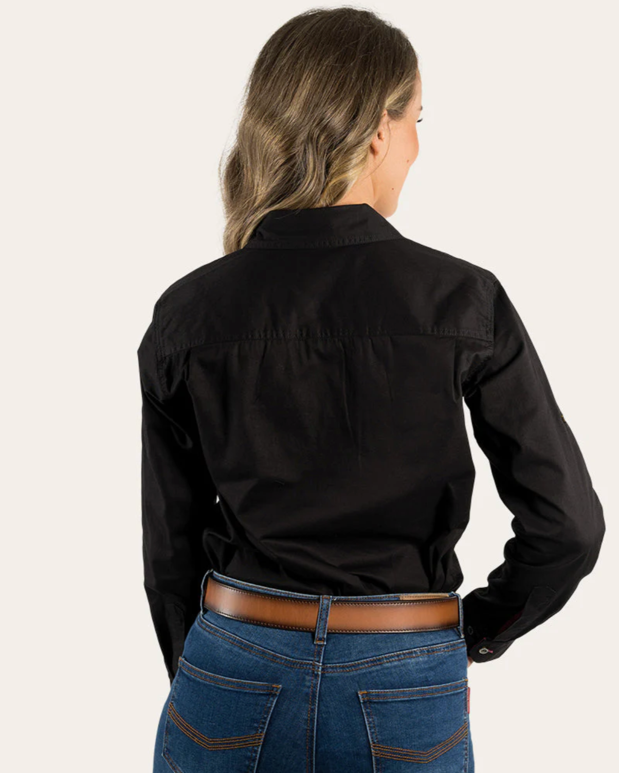 Ringers Western: Women's 100% Cotton Pentecost River Full-Button Work Shirt in Black - Texas Western New Zealand