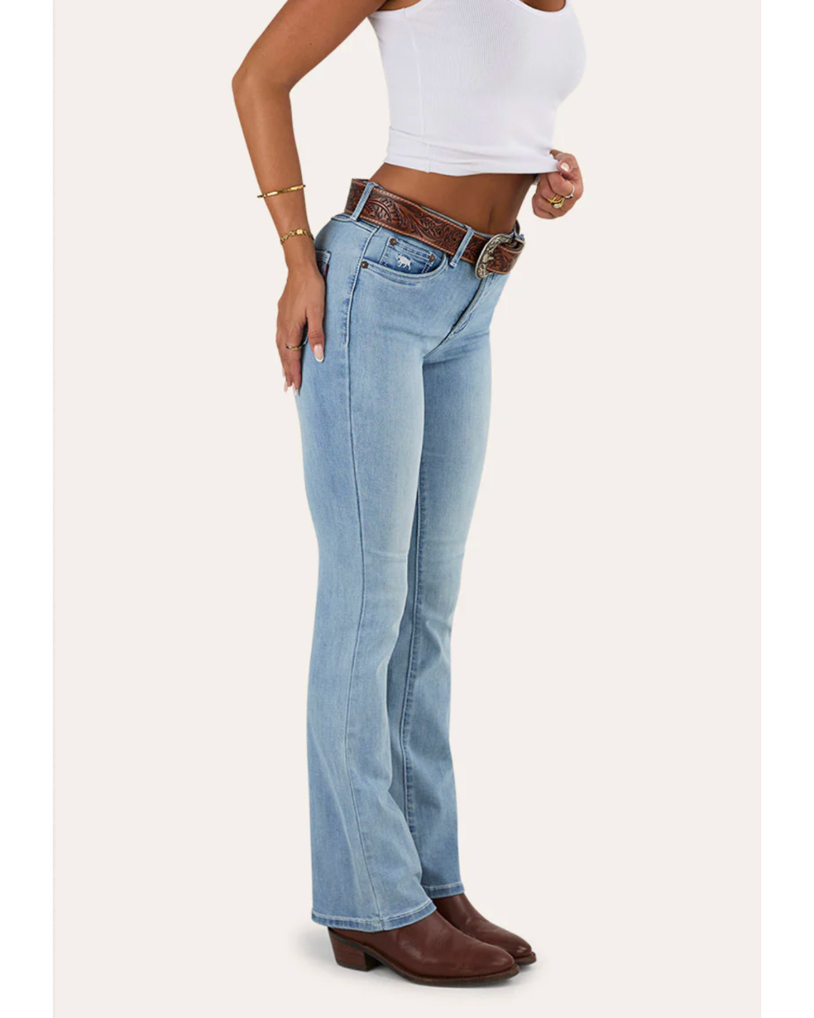 Ringers Western: Woman's "Katherine" Cowgirl Bootcut Jeans in Light Blue - Texas Western New Zealand