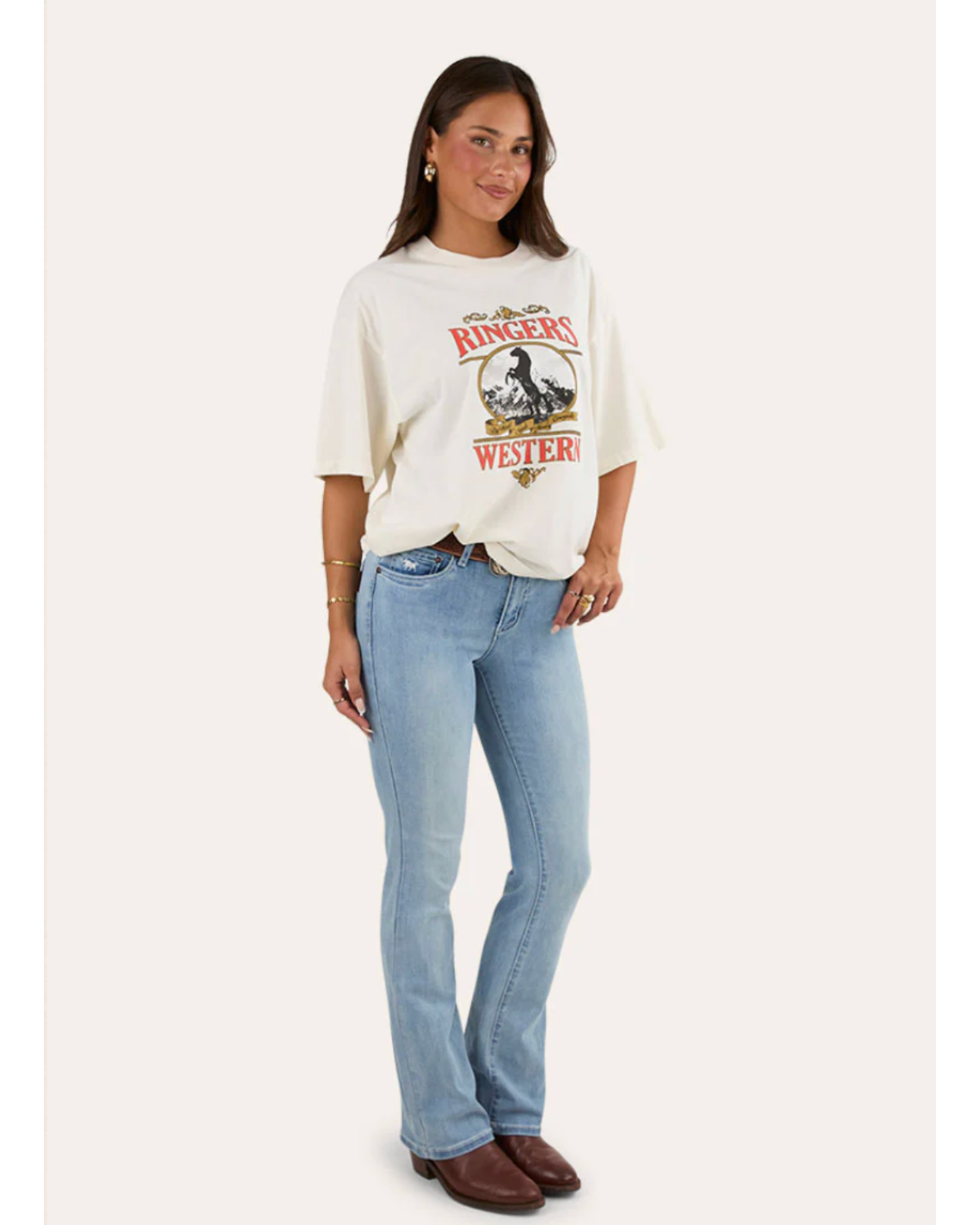 Ringers Western: Woman's "Katherine" Cowgirl Bootcut Jeans in Light Blue - Texas Western New Zealand
