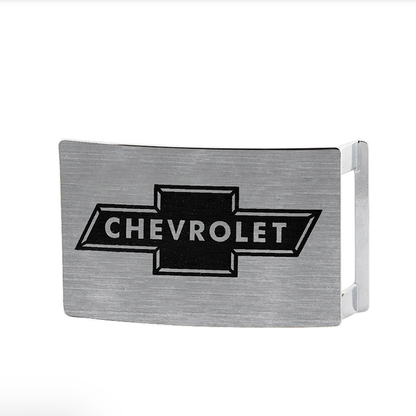 Western Express: Brushed Silver Belt Buckle with the Chevrolet Logo in Black - Texas Western New Zealand