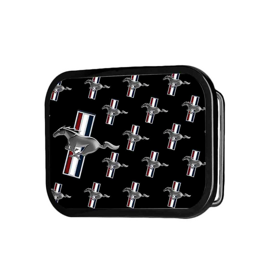  Western Express: Brushed Silver Ford Mustang Black Belt Buckle - Texas Western New Zealand