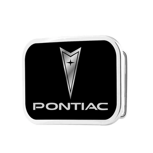 Western Express: Brushed Silver Belt Buckle with Pontiac logo in black and silver - Texas Western New Zealand 