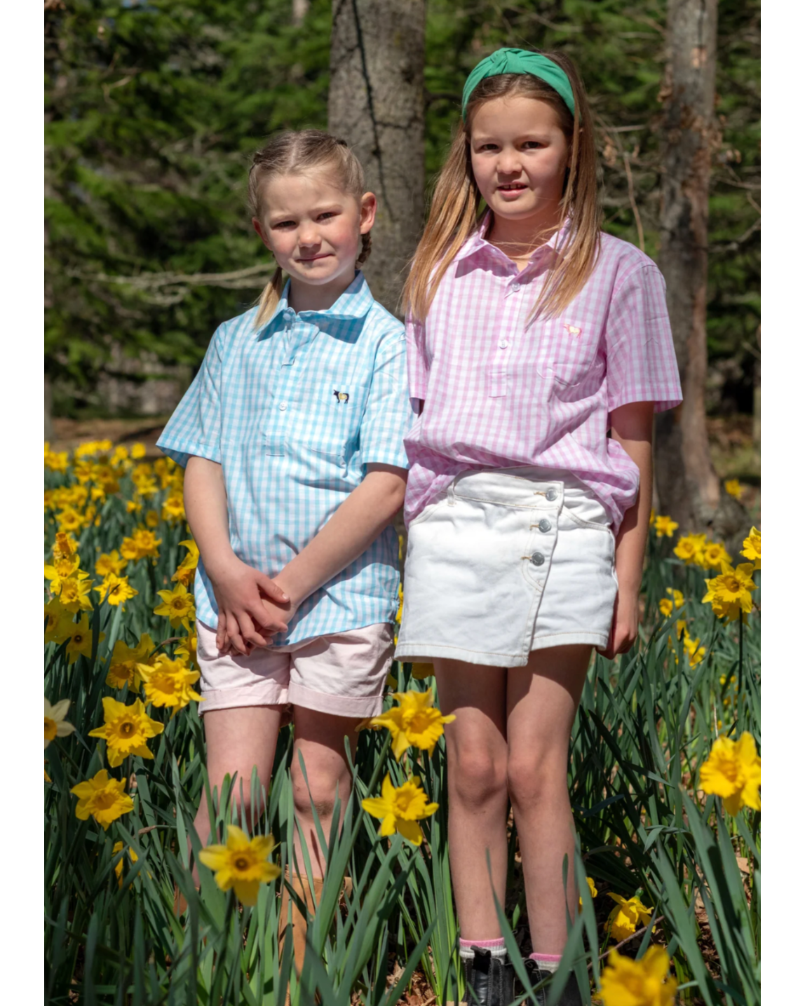 Luvabull: Kids/Boys 100% cotton "Billie" Short Sleeve Shirt in blue & white check - Texas Western New Zealand
