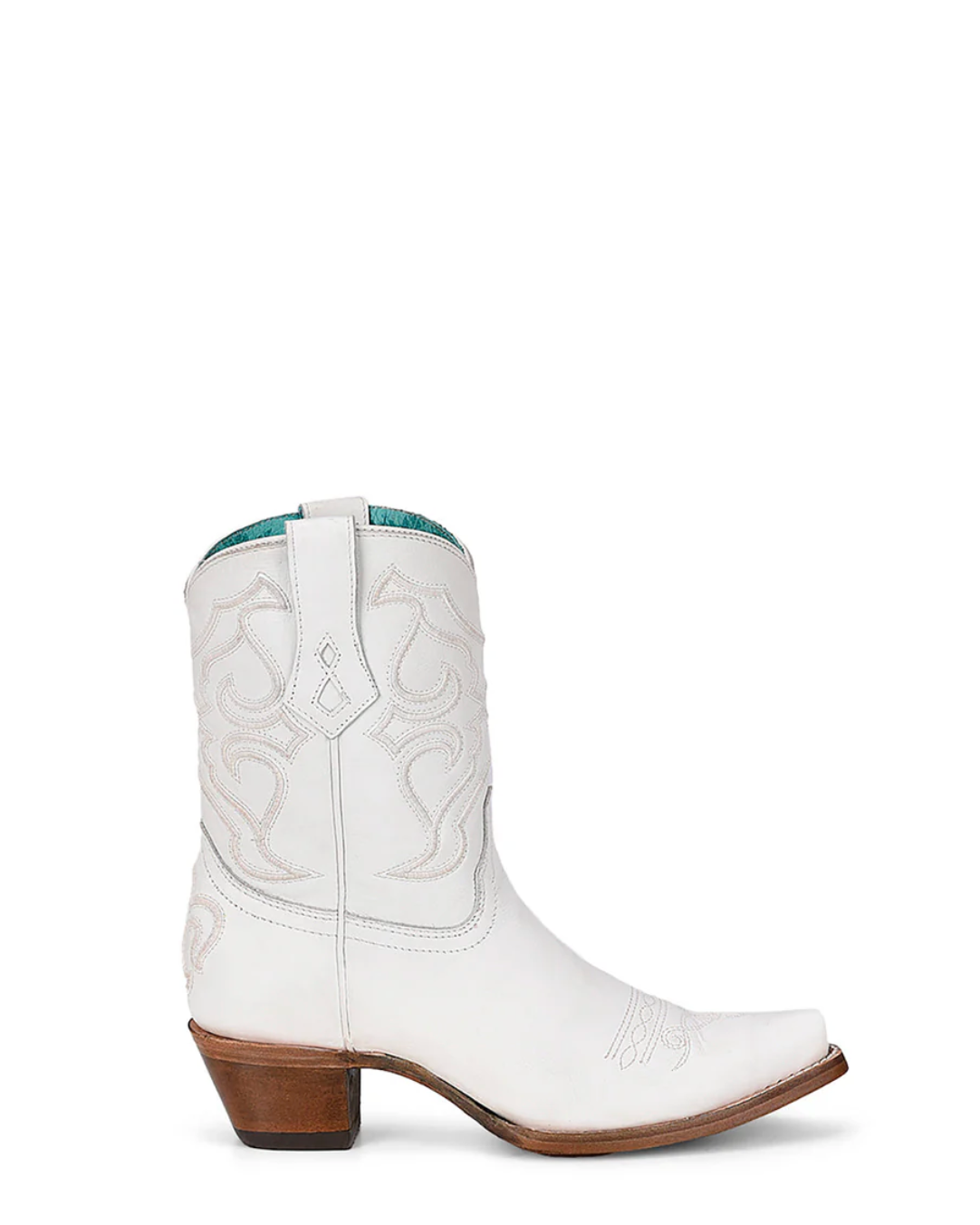Corral: Woman's White Leather Cowboy Ankle Boots with white embroidery - Texas Western New Zealand