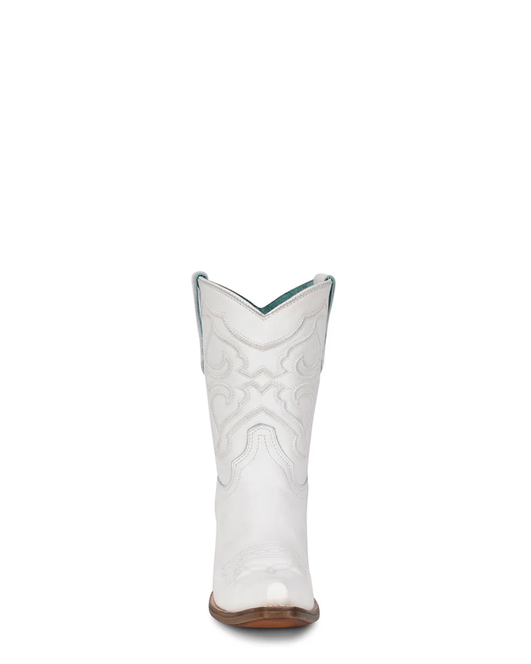 Corral: Woman's White Leather Cowboy Ankle Boots with white embroidery - Texas Western New Zealand