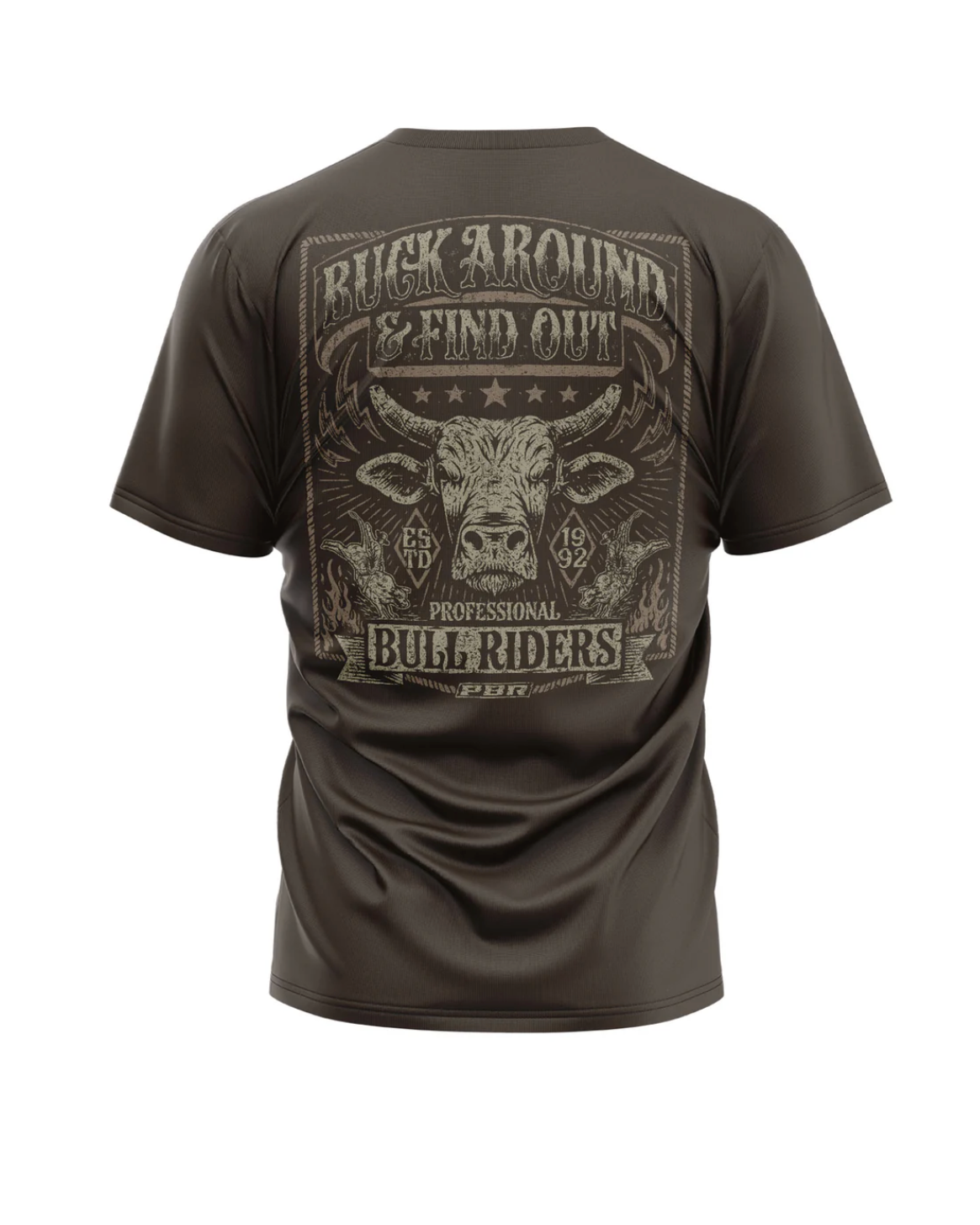 Official PBR mens tee, in brown Texas Western New Zealand 