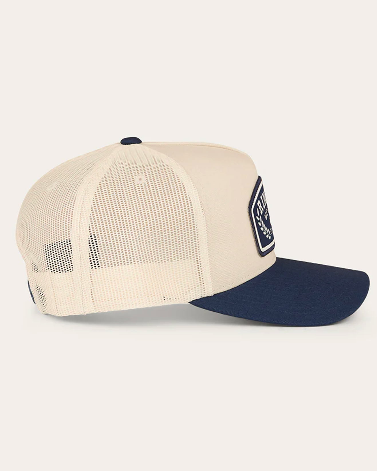 Ringers Western: Wheatbelt Trucker Cap in Navy and Cream featuring western embroidery - Texas Western New Zealand