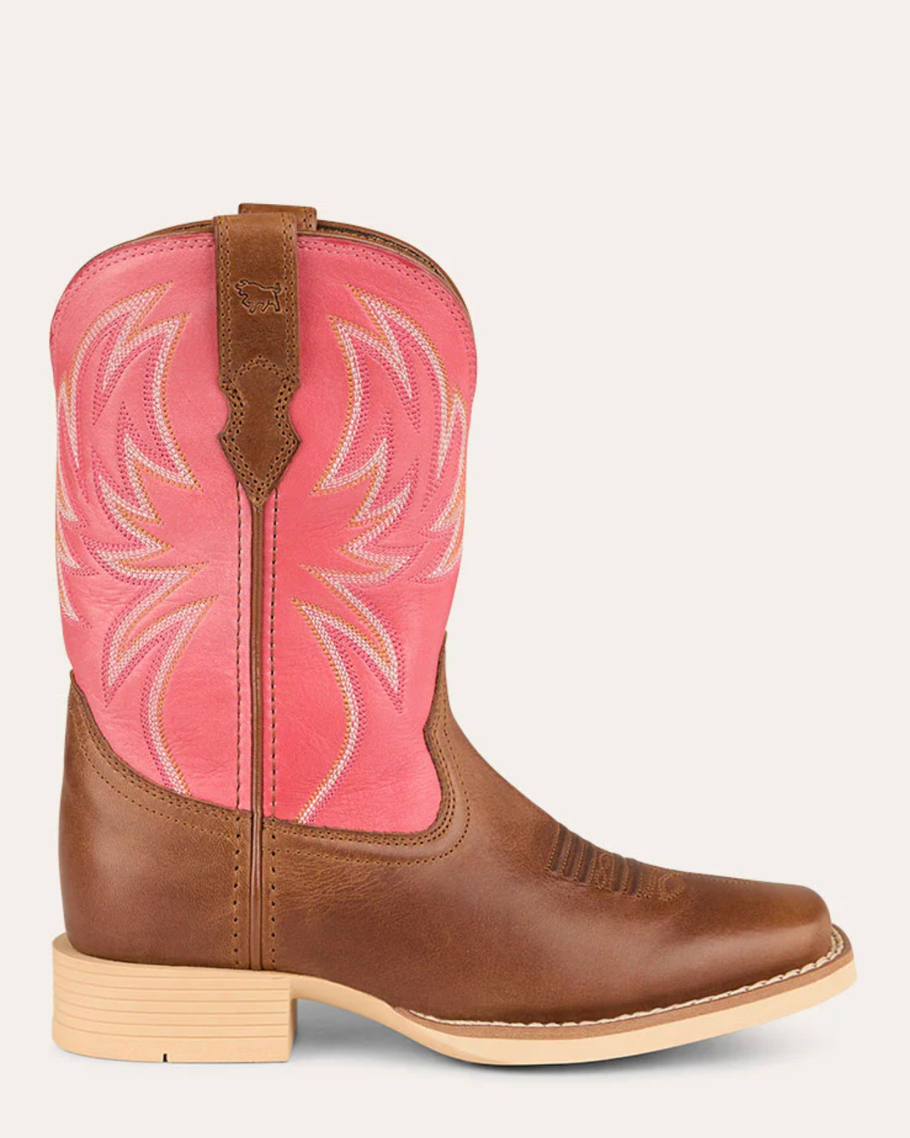 Ringers Western: Kids Leather Longreach Cowboy Boots in Pink and Brown with western stitching - Texas Western New Zealand