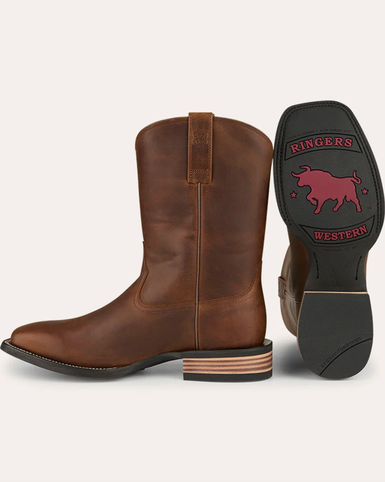 Ringers Western: Roper Square Toe Mens Leather Cowboy Boots - Texas Western New Zealand