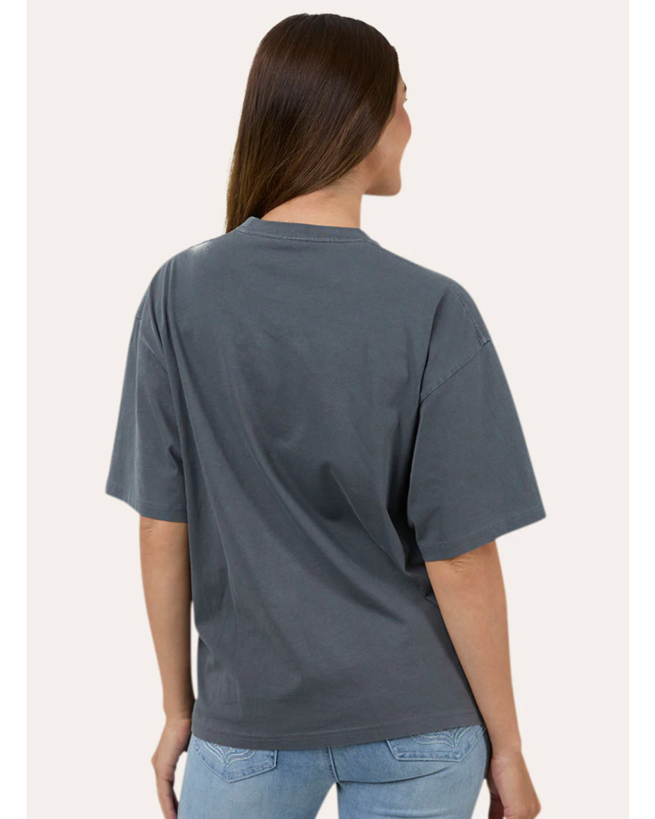 Ringers Western: Womans Rodeo Tee in Charcoal the yellow "rodeo" text - Texas Western New Zealand