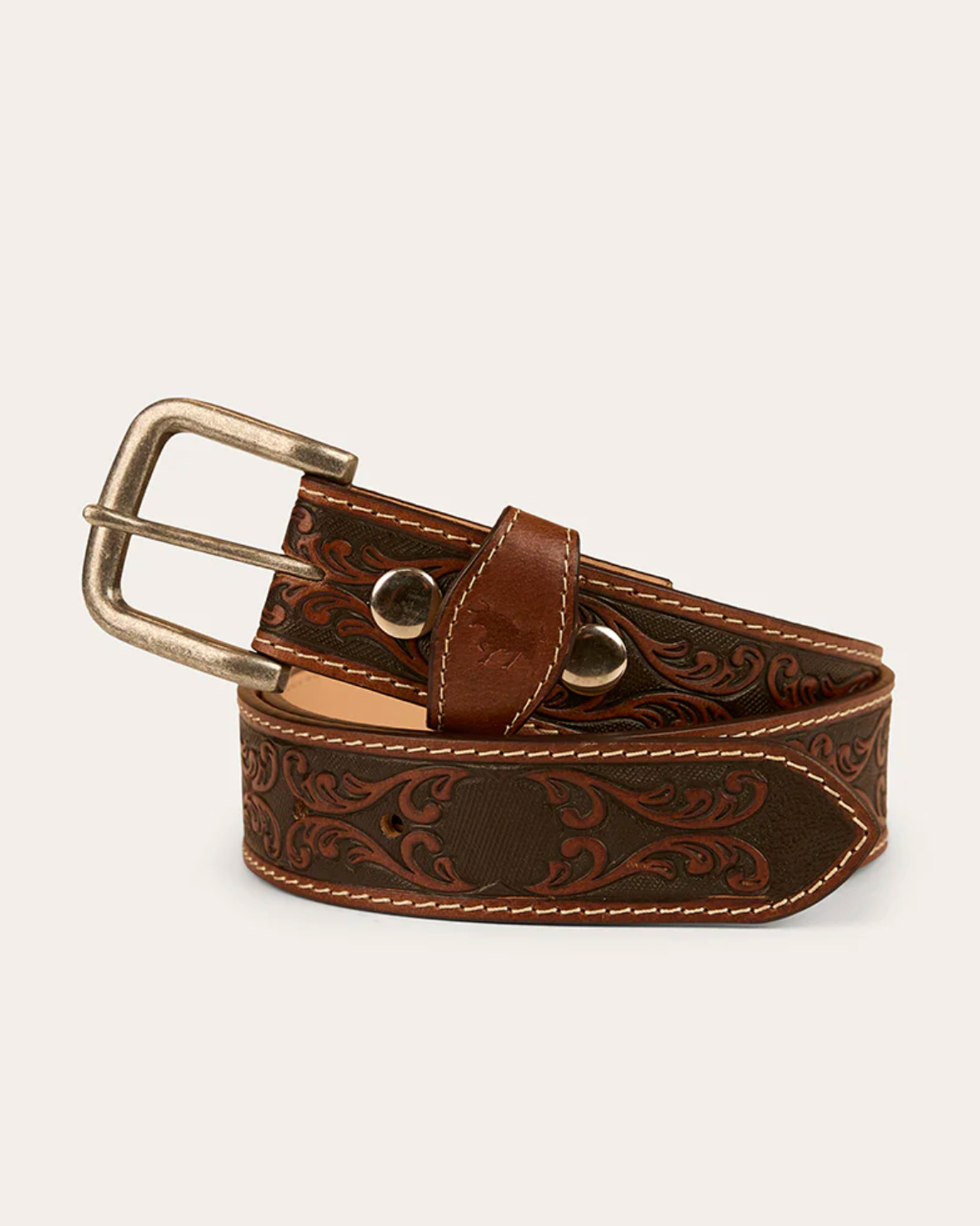 Ringers Western: Eldorado Leather Belt with Western Stitching - Texas Western New Zealand