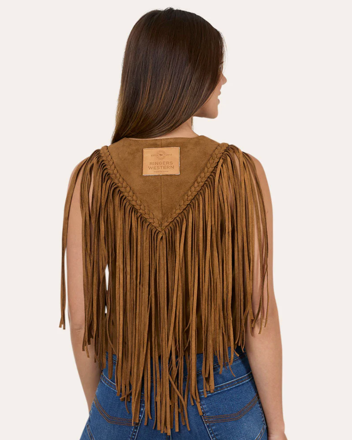 Ringers Western: Wanderlust Womens Faux Suede Fringe Vest in Brown - Texas Western New Zealand