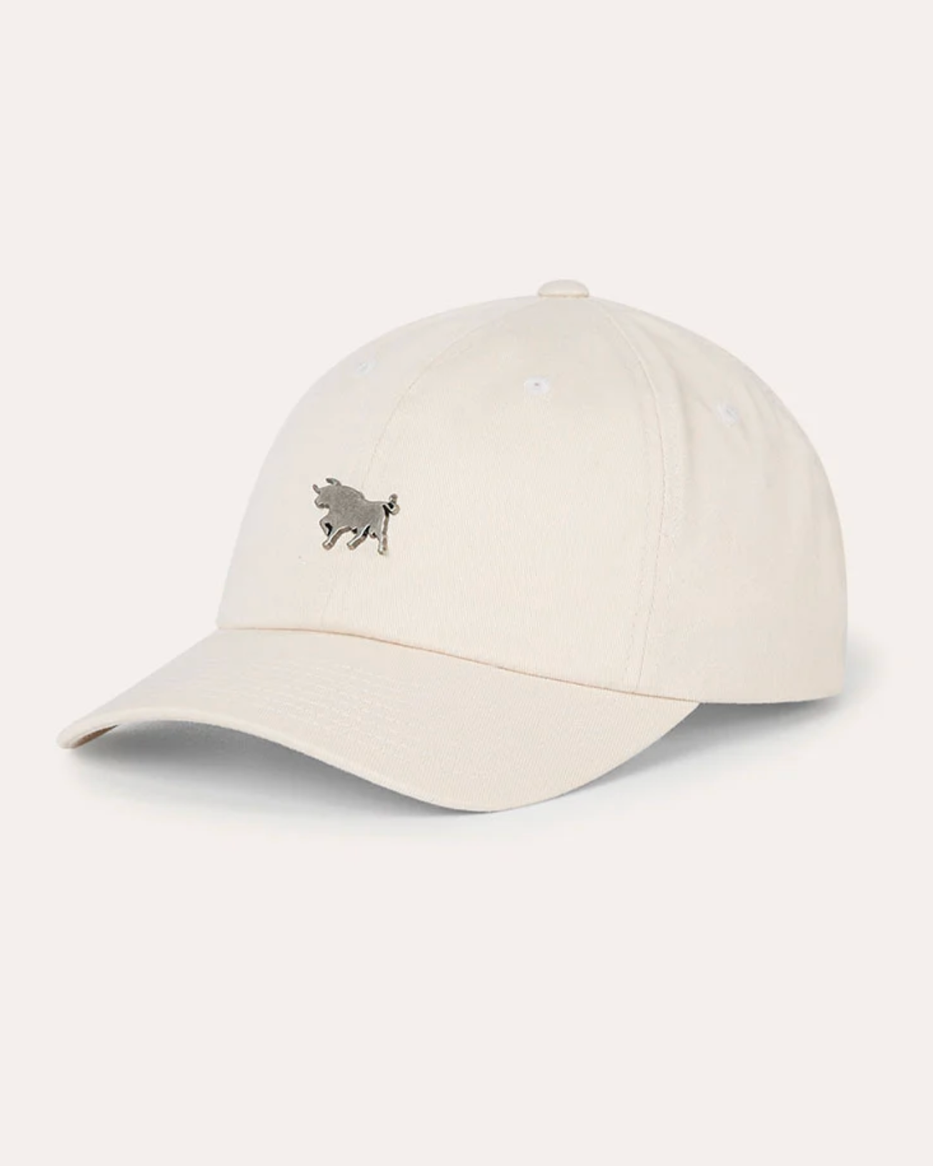 Ringers Western 100% Cotton cream baseball cap with a small brass bull on the front - Texas Western New Zealand