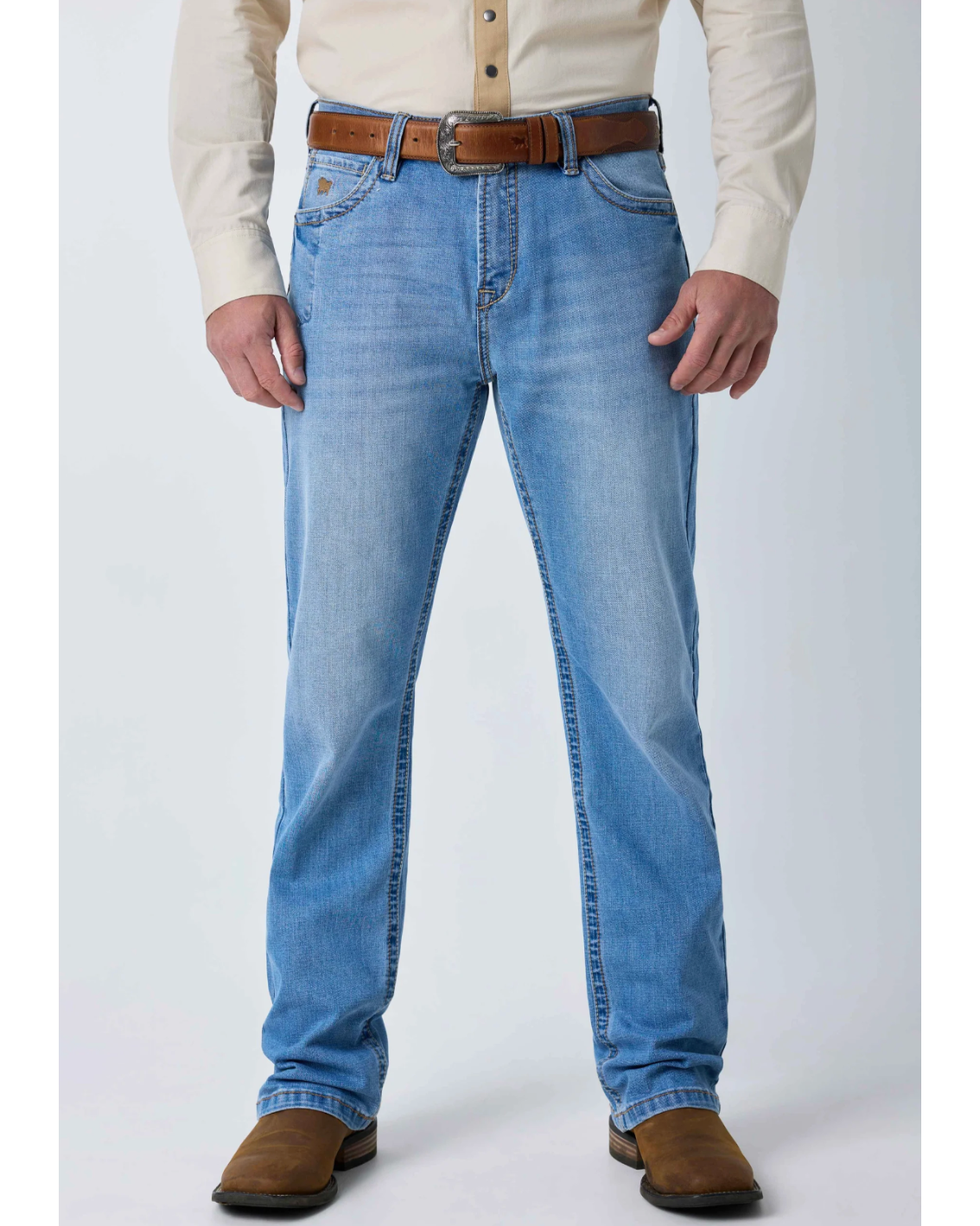 Ringers Western: Blaze Mens Relaxed Bootleg Jeans in Light Blue - Texas Western New Zealand