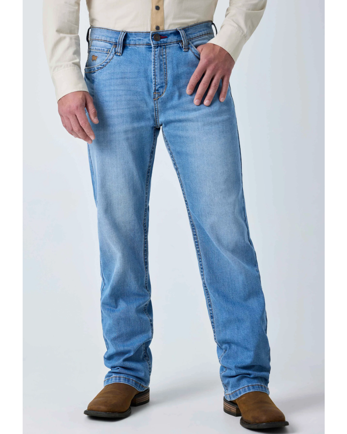 Ringers Western: Blaze Mens Relaxed Bootleg Jeans in Light Blue - Texas Western New Zealand