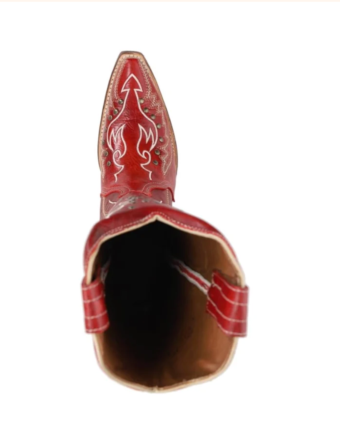 Circle G: Woman's Leather Snip Toe Cowboy Boots in Red with white western stitching and embroidery - Texas Western New Zealand