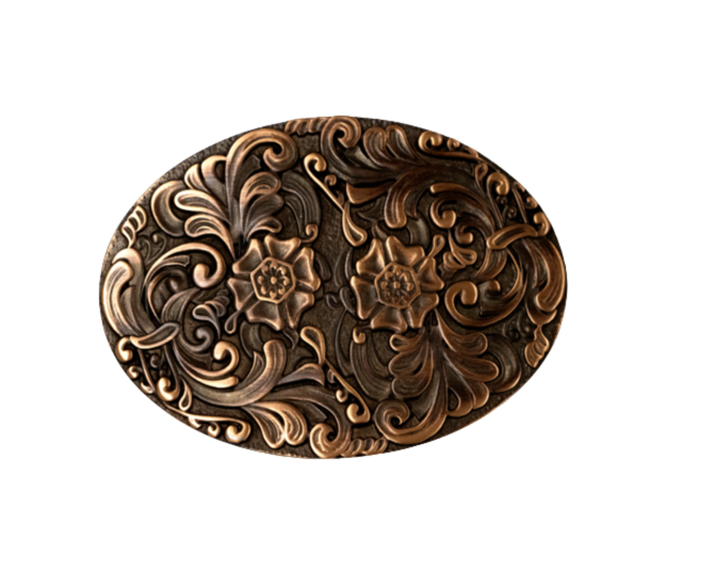 The Floral Scroll Vintage Nickel Western Buckle 