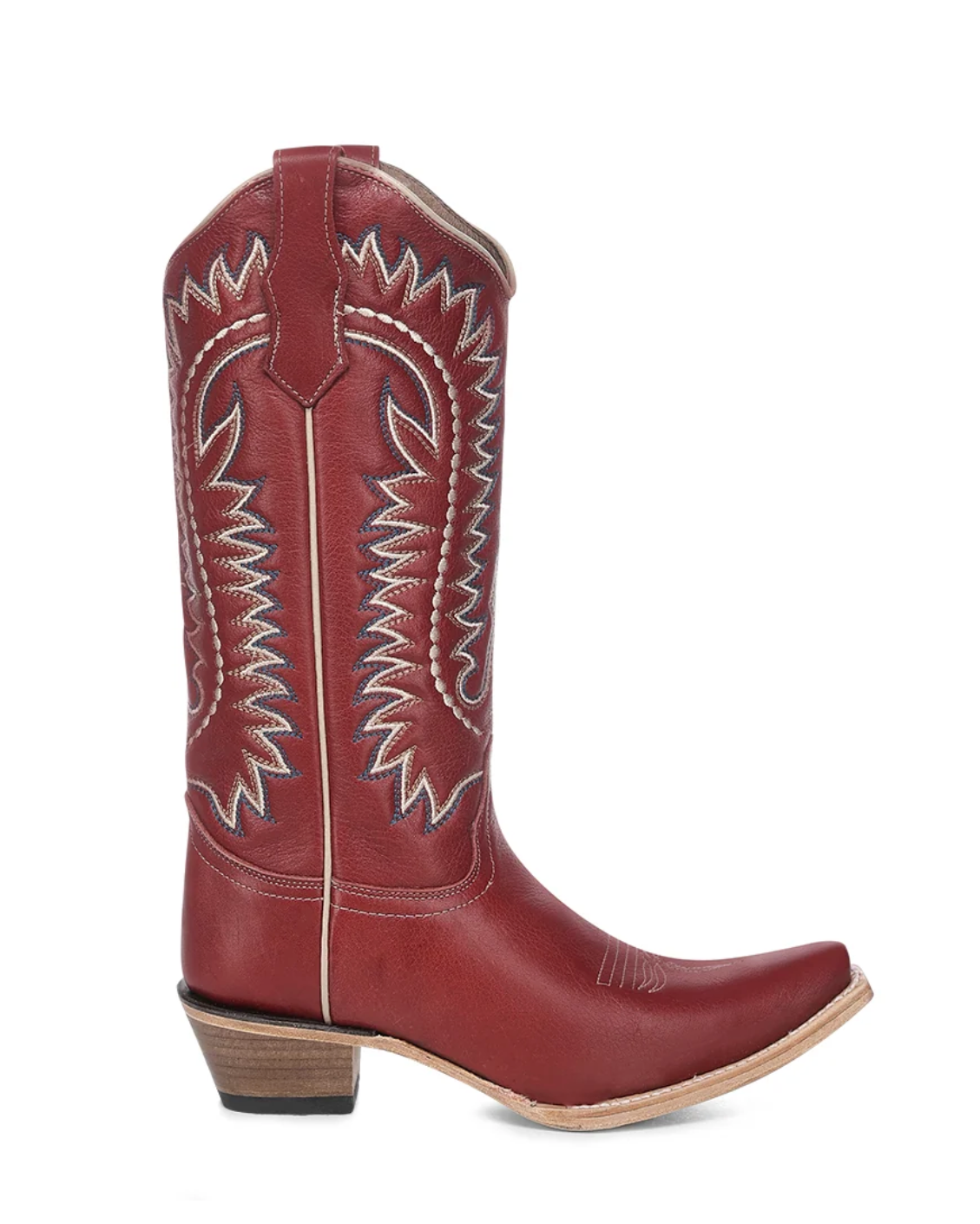 Womans Leather Circle G Embroidery Snip Toe cowboy boots in Red - Texas Western New Zealand