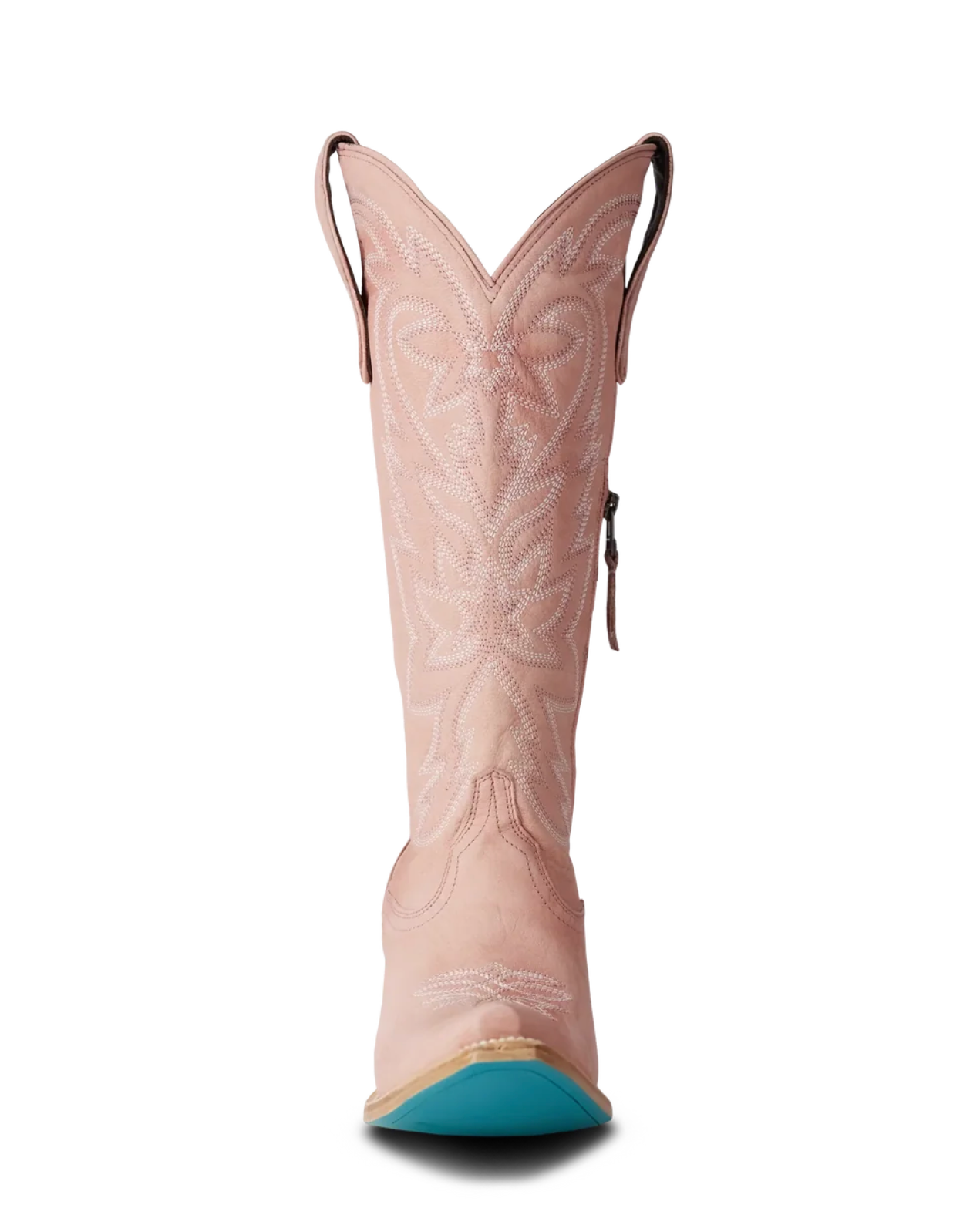Lane Boots: Womans leather cowboy boot in blush pink with western stitching and embroidery - Texas Western New Zealand