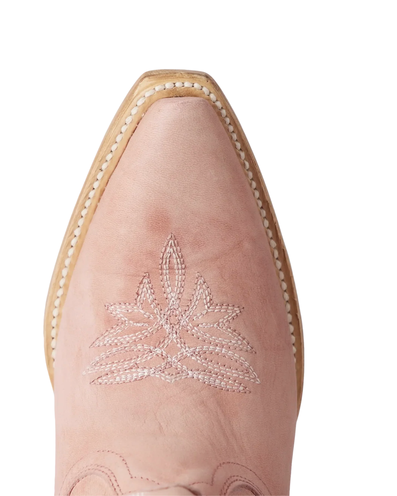 Lane Boots: Womans leather cowboy boot in blush pink with western stitching and embroidery - Texas Western New Zealand